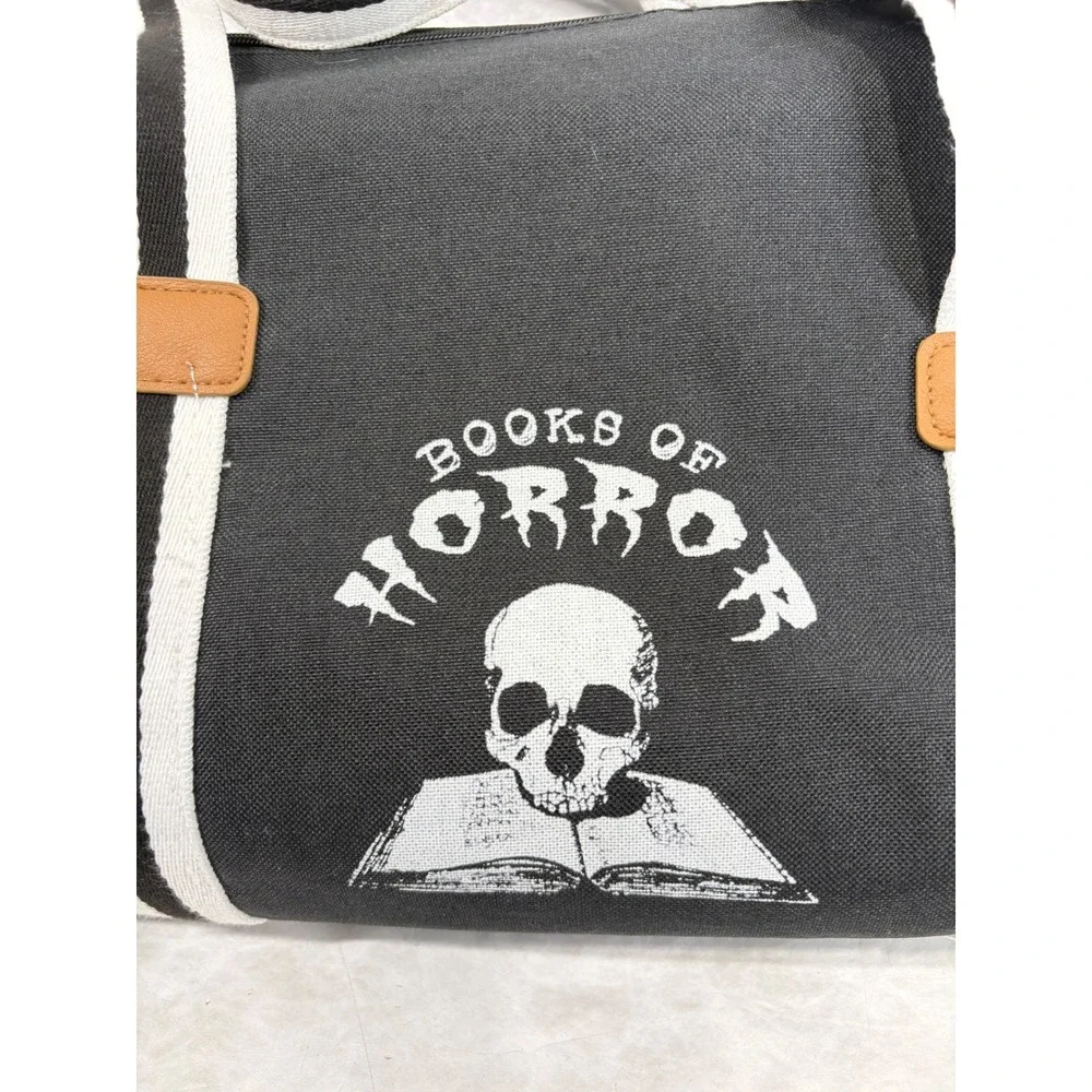 Hit Books of Horror Black Canvas Duffel Bag Skull Graphic Gym Travel‎ Bag